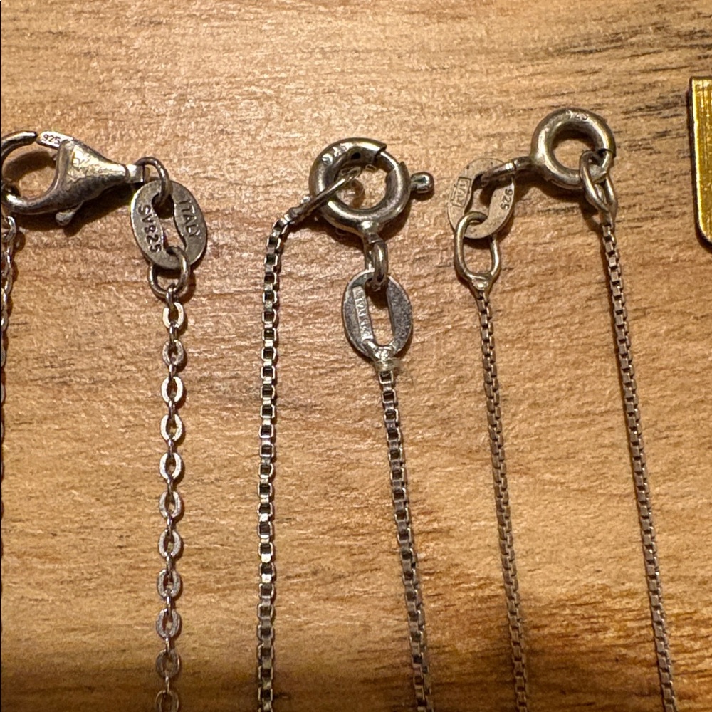 Sterling silver, three delicate chains